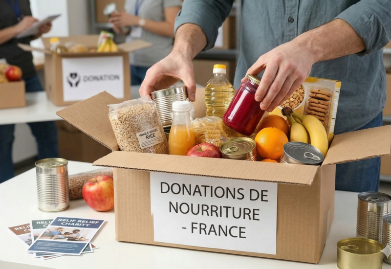 Boîte de dons alimentaires en France